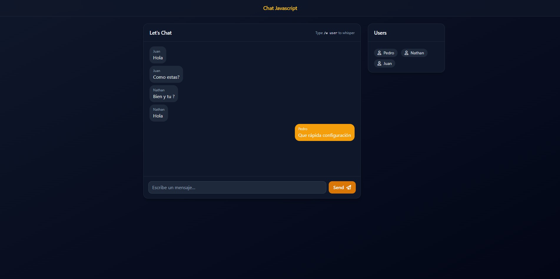 Portada de App — Live Chat JavaScript