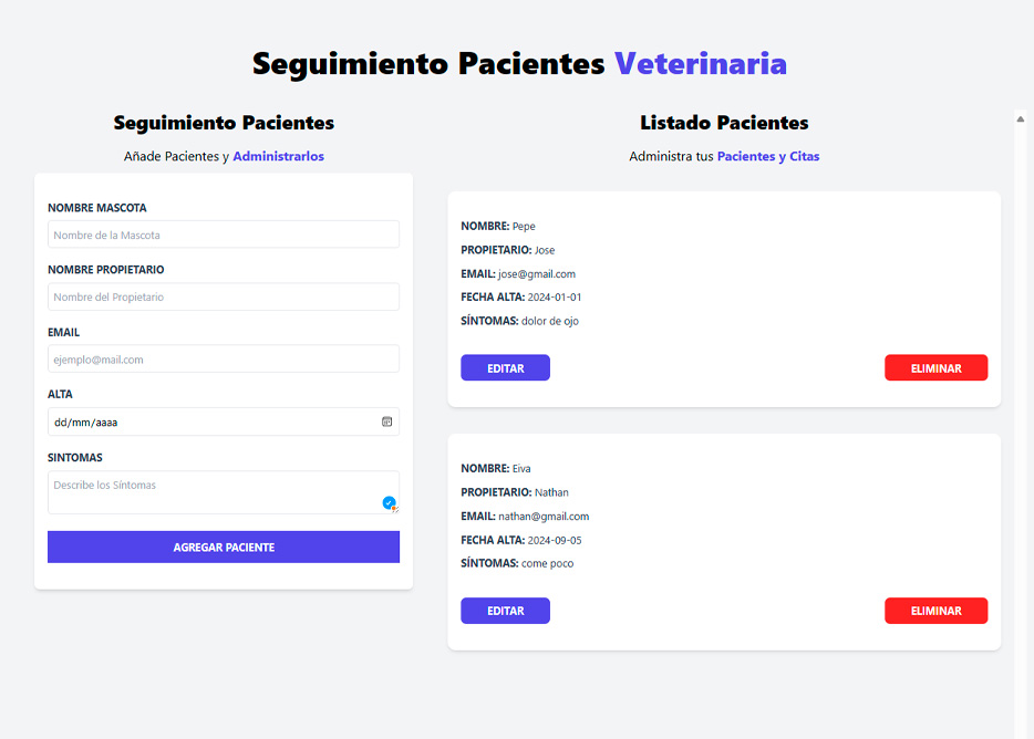 Portada de App — Seguimiento Pacientes (Vet)