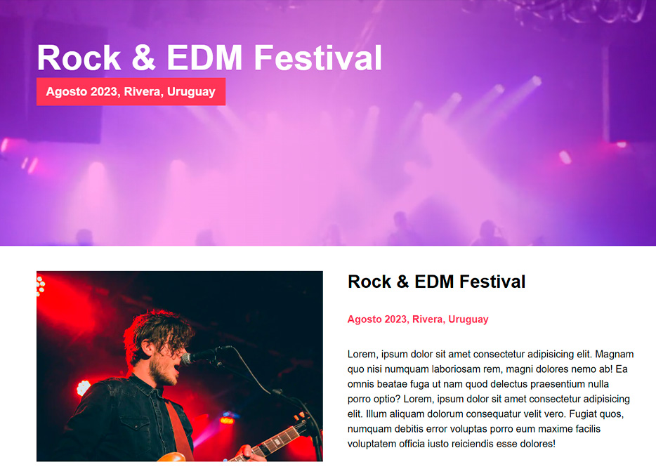 Portada de Web — Promoción de Evento