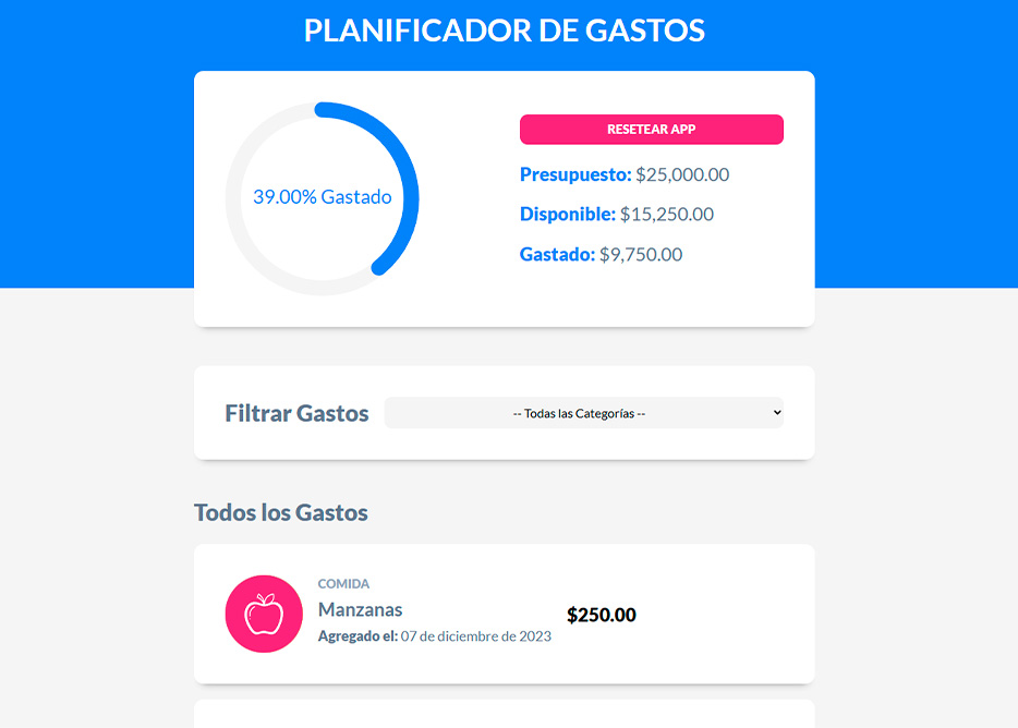 Portada de App — Control de Gastos