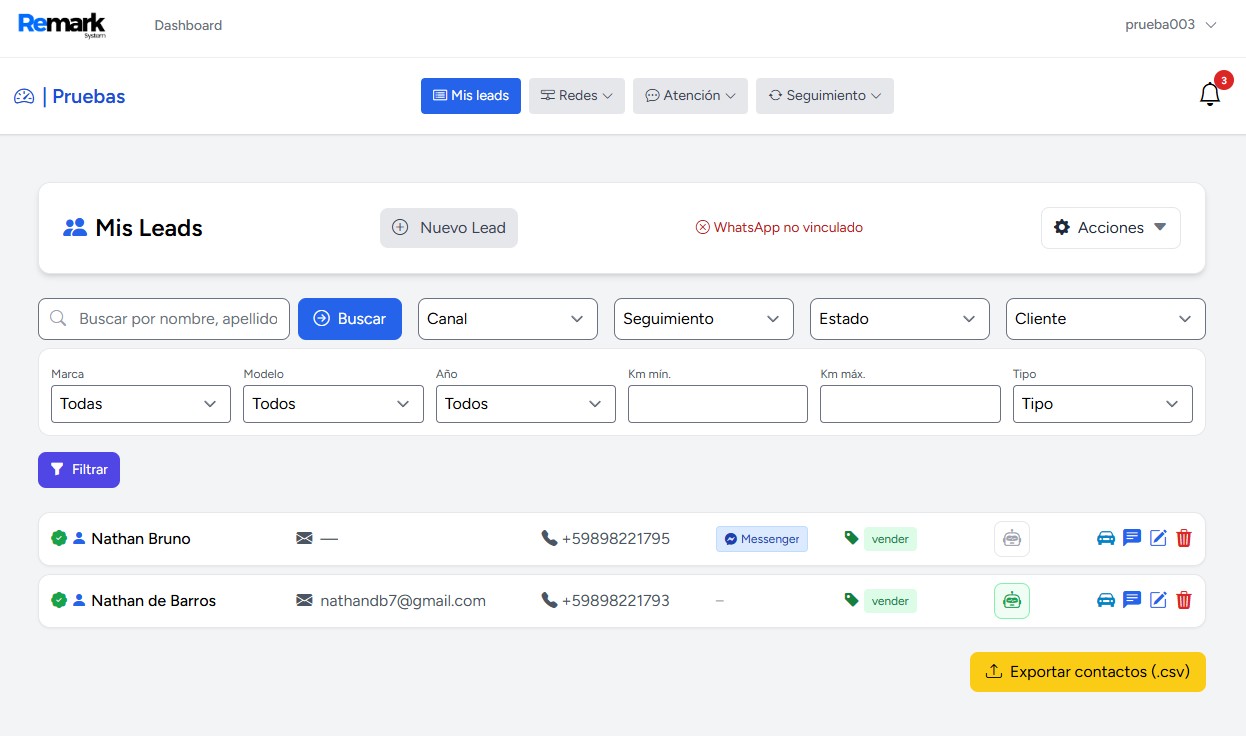 Portada de CRM de Leads — Remark